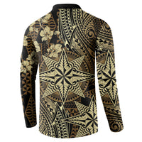 Vintage Tonga Tribal Ngatu Pattern Button Sweatshirt With Pacific Floral Brown Art LT9 - Polynesian Pride