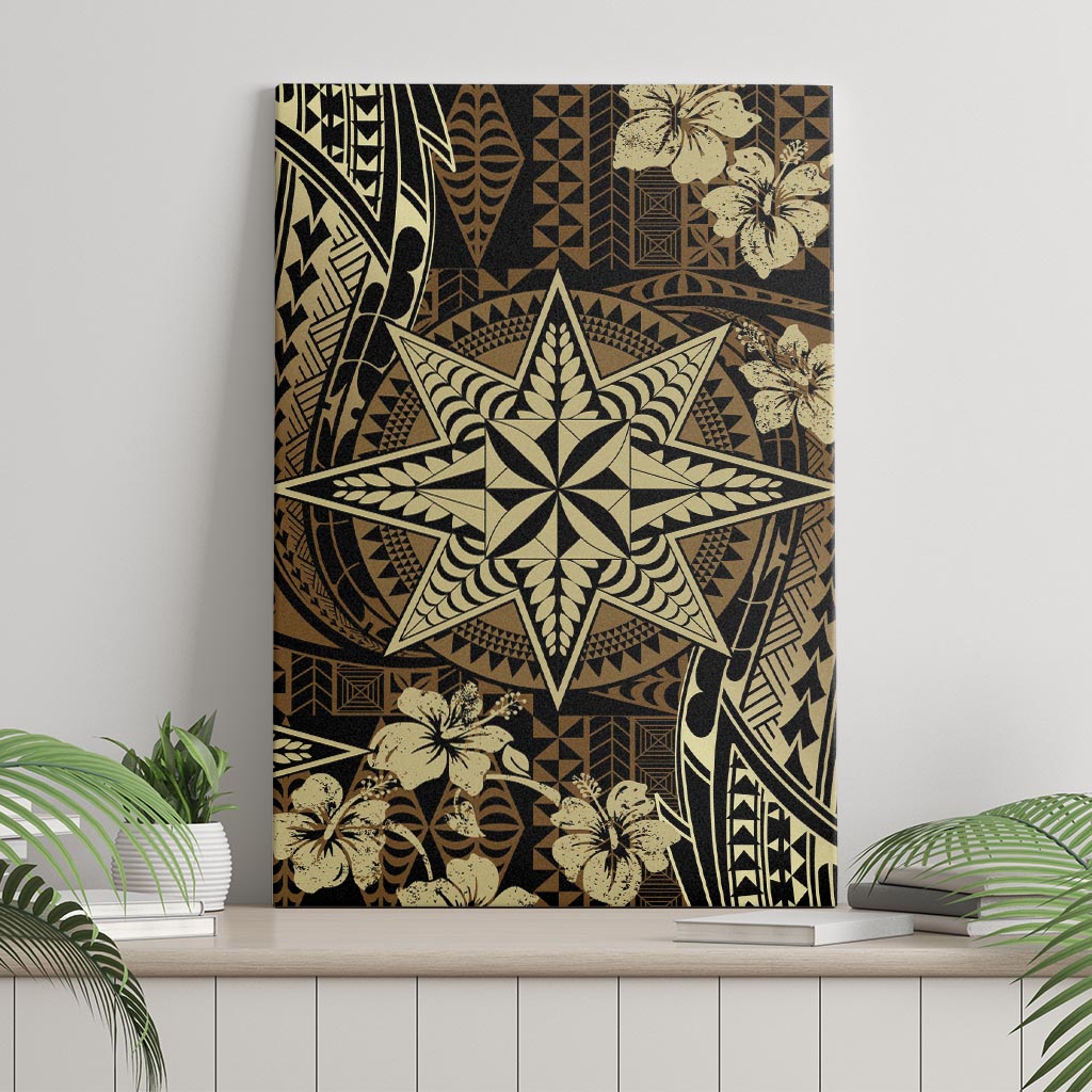Vintage Tonga Tribal Ngatu Pattern Canvas Wall Art With Pacific Floral Brown Art LT9 - Polynesian Pride