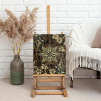 Vintage Tonga Tribal Ngatu Pattern Canvas Wall Art With Pacific Floral Brown Art LT9 - Polynesian Pride
