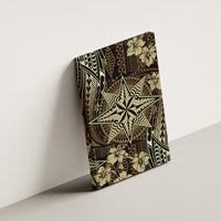 Vintage Tonga Tribal Ngatu Pattern Canvas Wall Art With Pacific Floral Brown Art LT9 - Polynesian Pride