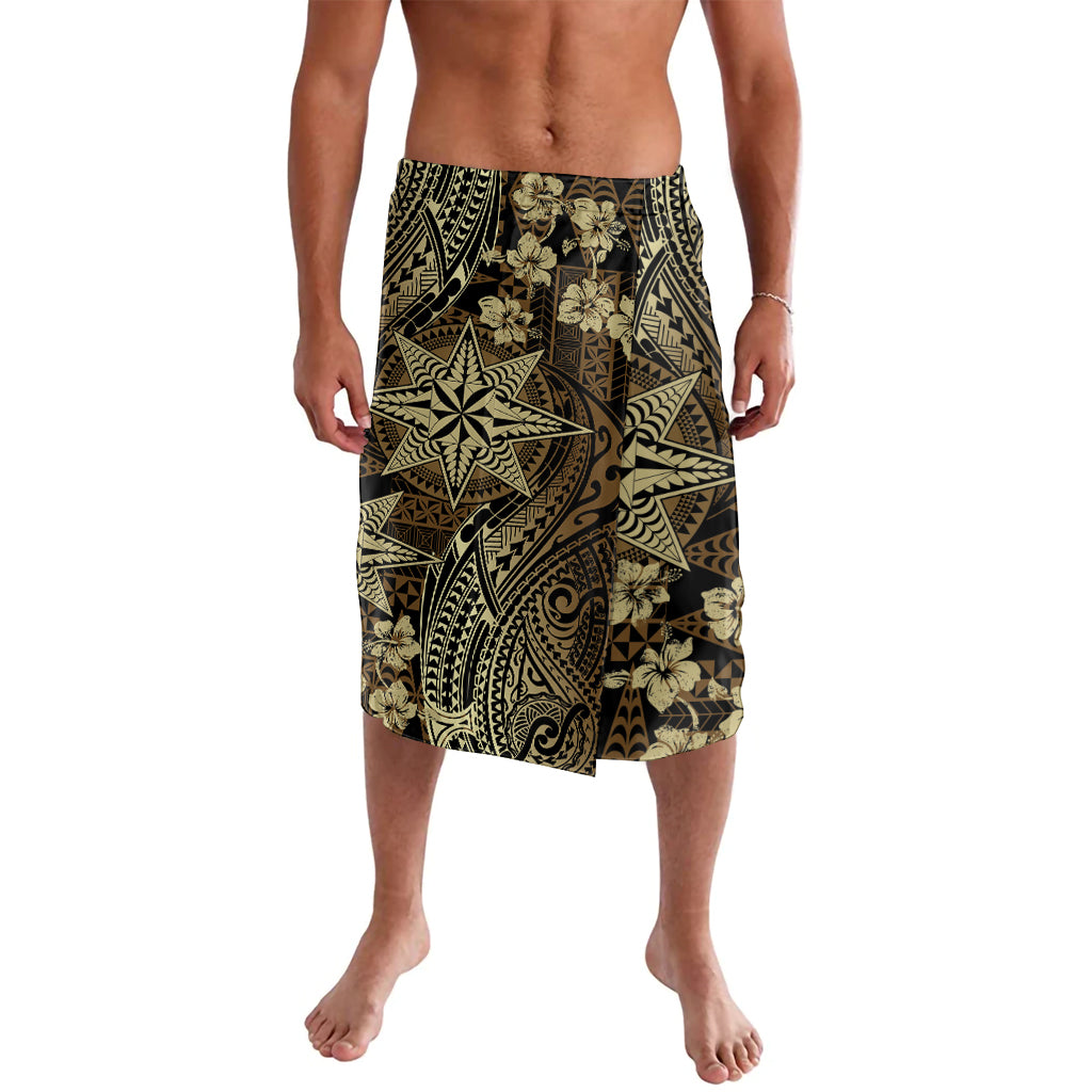 Vintage Tonga Tribal Ngatu Pattern Lavalava With Pacific Floral Brown Art