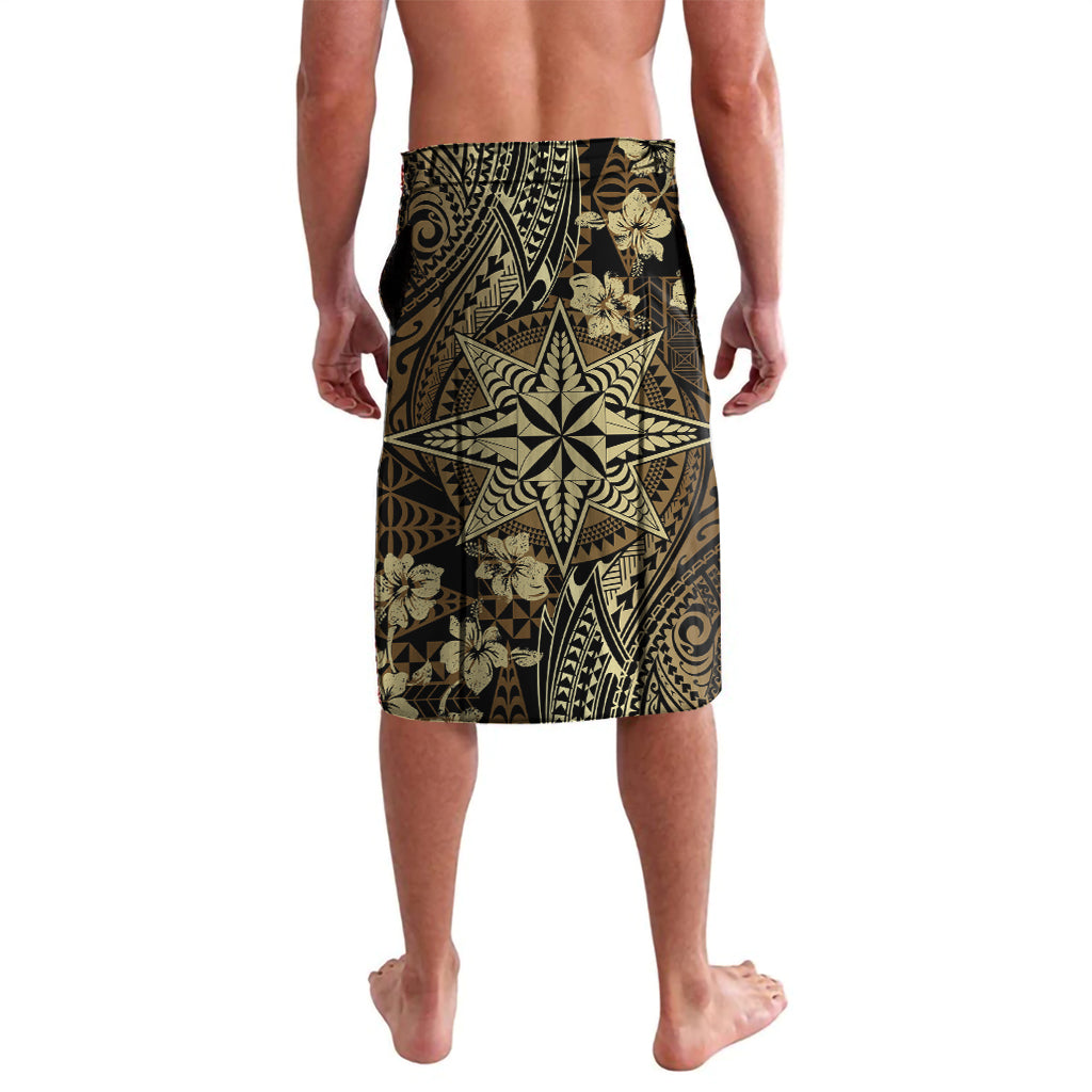 Vintage Tonga Tribal Ngatu Pattern Lavalava With Pacific Floral Brown Art LT9 - Polynesian Pride