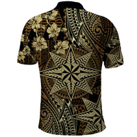 Vintage Tonga Tribal Ngatu Pattern Polo Shirt With Pacific Floral Brown Art LT9 - Polynesian Pride