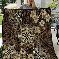 Vintage Tonga Tribal Ngatu Pattern Quilt With Pacific Floral Brown Art LT9 Brown - Polynesian Pride