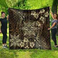 Vintage Tonga Tribal Ngatu Pattern Quilt With Pacific Floral Brown Art LT9 - Polynesian Pride
