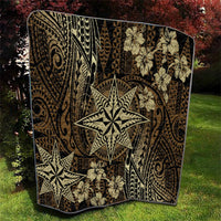 Vintage Tonga Tribal Ngatu Pattern Quilt With Pacific Floral Brown Art LT9 - Polynesian Pride