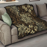 Vintage Tonga Tribal Ngatu Pattern Quilt With Pacific Floral Brown Art LT9 - Polynesian Pride