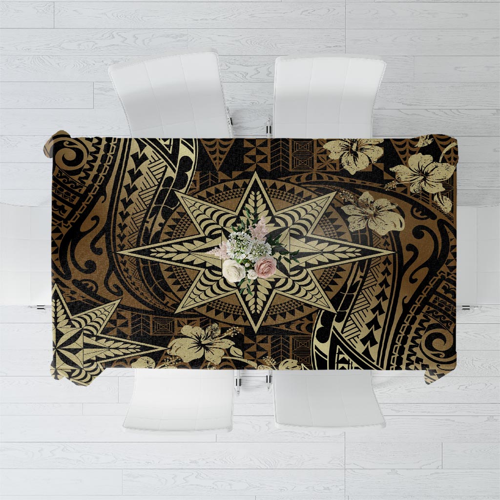 Vintage Tonga Tribal Ngatu Pattern Tablecloth With Pacific Floral Brown Art LT9 Brown - Polynesian Pride