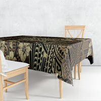 Vintage Tonga Tribal Ngatu Pattern Tablecloth With Pacific Floral Brown Art LT9 - Polynesian Pride