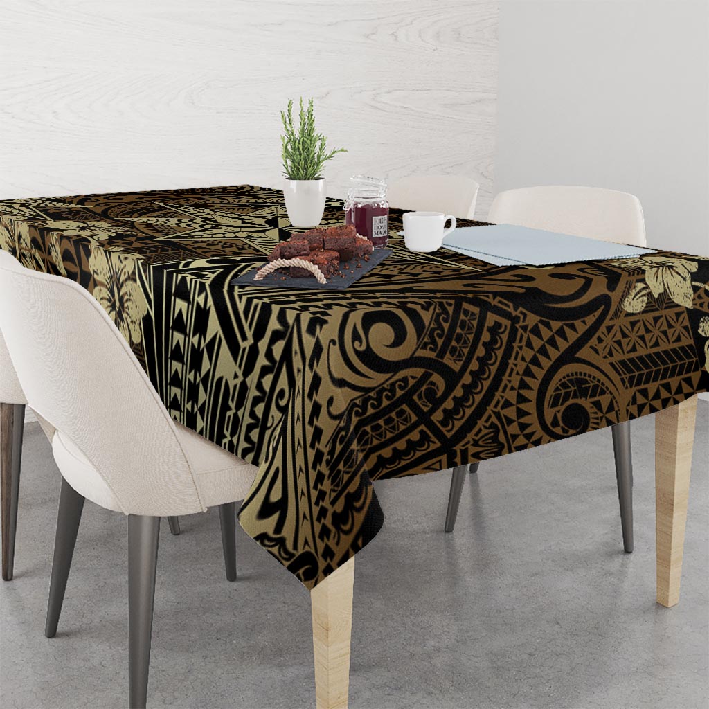Vintage Tonga Tribal Ngatu Pattern Tablecloth With Pacific Floral Brown Art LT9 - Polynesian Pride