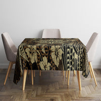 Vintage Tonga Tribal Ngatu Pattern Tablecloth With Pacific Floral Brown Art LT9 - Polynesian Pride