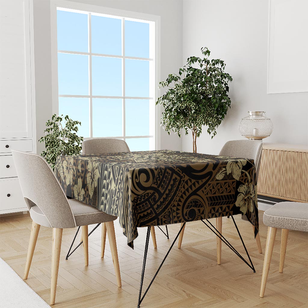 Vintage Tonga Tribal Ngatu Pattern Tablecloth With Pacific Floral Brown Art LT9 - Polynesian Pride