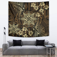 Vintage Tonga Tribal Ngatu Pattern Tapestry With Pacific Floral Brown Art LT9 Brown - Polynesian Pride