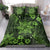 Vintage Tonga Tribal Ngatu Pattern Bedding Set With Pacific Floral Lime Green Art