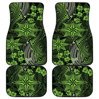 Vintage Tonga Tribal Ngatu Pattern Car Mats With Pacific Floral Lime Green Art LT9 - Polynesian Pride