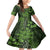 Vintage Tonga Tribal Ngatu Pattern Family Matching Mermaid Dress and Hawaiian Shirt With Pacific Floral Lime Green Art