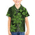 Vintage Tonga Tribal Ngatu Pattern Family Matching Puletasi and Hawaiian Shirt With Pacific Floral Lime Green Art