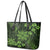 Vintage Tonga Tribal Ngatu Pattern Leather Tote Bag With Pacific Floral Lime Green Art