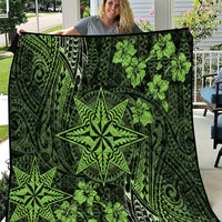 Vintage Tonga Tribal Ngatu Pattern Quilt With Pacific Floral Lime Green Art LT9 Lime Green - Polynesian Pride