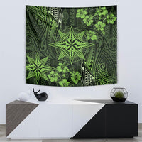 Vintage Tonga Tribal Ngatu Pattern Tapestry With Pacific Floral Lime Green Art LT9 - Polynesian Pride