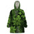 Vintage Tonga Tribal Ngatu Pattern Wearable Blanket Hoodie With Pacific Floral Lime Green Art
