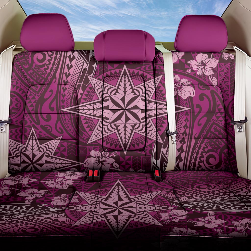 Vintage Tonga Tribal Ngatu Pattern Back Car Seat Cover With Pacific Floral Pink Art LT9 One Size Pink - Polynesian Pride