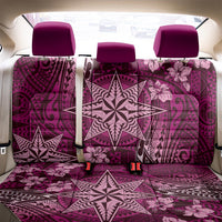 Vintage Tonga Tribal Ngatu Pattern Back Car Seat Cover With Pacific Floral Pink Art LT9 - Polynesian Pride