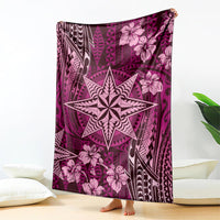 Vintage Tonga Tribal Ngatu Pattern Blanket With Pacific Floral Pink Art LT9 - Polynesian Pride