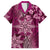 Vintage Tonga Tribal Ngatu Pattern Family Matching Puletasi and Hawaiian Shirt With Pacific Floral Pink Art