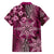 Vintage Tonga Tribal Ngatu Pattern Family Matching Puletasi and Hawaiian Shirt With Pacific Floral Pink Art