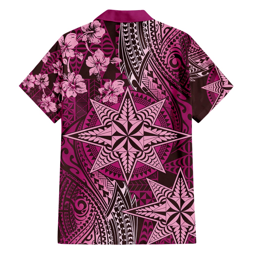 Vintage Tonga Tribal Ngatu Pattern Hawaiian Shirt With Pacific Floral Pink Art LT9 - Polynesian Pride