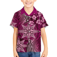 Vintage Tonga Tribal Ngatu Pattern Hawaiian Shirt With Pacific Floral Pink Art LT9 - Polynesian Pride