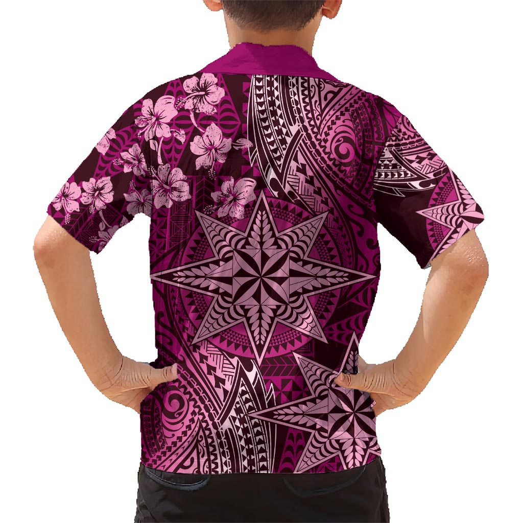 Vintage Tonga Tribal Ngatu Pattern Hawaiian Shirt With Pacific Floral Pink Art LT9 - Polynesian Pride