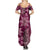 Vintage Tonga Tribal Ngatu Pattern Summer Maxi Dress With Pacific Floral Pink Art