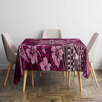 Vintage Tonga Tribal Ngatu Pattern Tablecloth With Pacific Floral Pink Art LT9 - Polynesian Pride