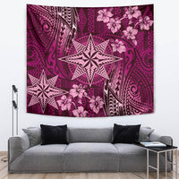 Vintage Tonga Tribal Ngatu Pattern Tapestry With Pacific Floral Pink Art LT9 Pink - Polynesian Pride