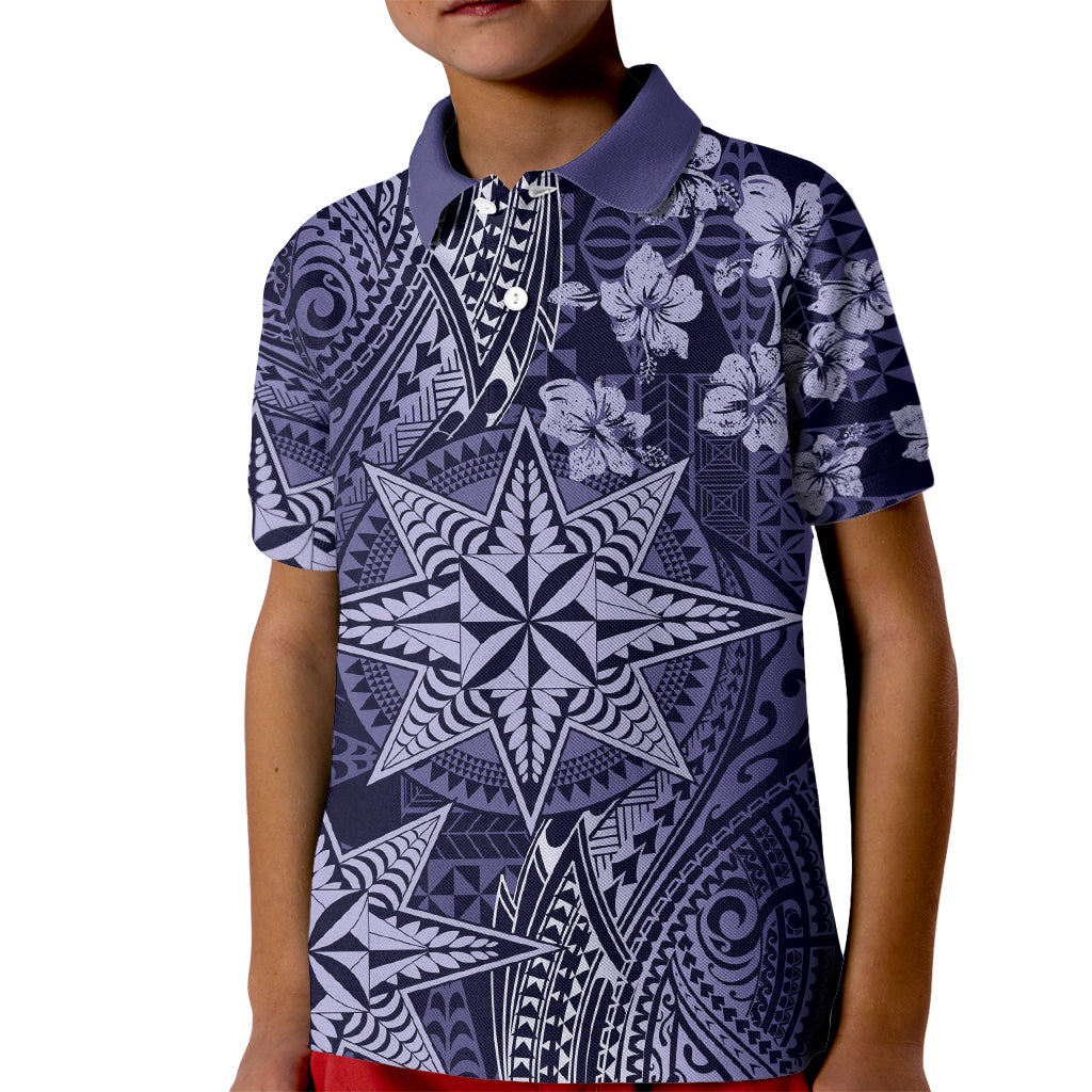 Vintage Tonga Tribal Ngatu Pattern Kid Polo Shirt With Pacific Floral Pink Art LT9 Kid Pink - Polynesian Pride
