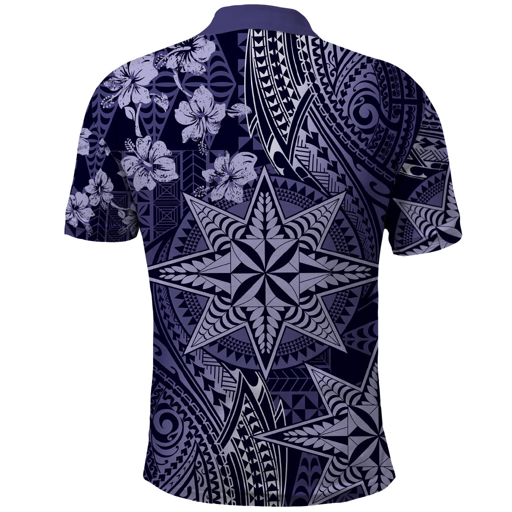 Vintage Tonga Tribal Ngatu Pattern Polo Shirt With Pacific Floral Pink Art LT9 - Polynesian Pride