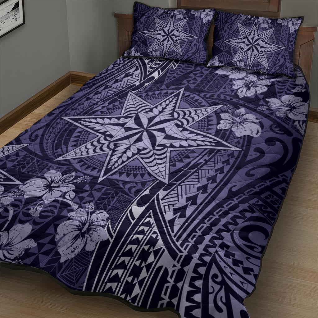 Vintage Tonga Tribal Ngatu Pattern Quilt Bed Set With Pacific Floral Pink Art LT9 - Polynesian Pride