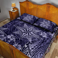 Vintage Tonga Tribal Ngatu Pattern Quilt Bed Set With Pacific Floral Pink Art LT9 - Polynesian Pride