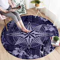 Vintage Tonga Tribal Ngatu Pattern Round Carpet With Pacific Floral Pink Art LT9 - Polynesian Pride