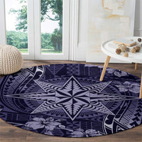 Vintage Tonga Tribal Ngatu Pattern Round Carpet With Pacific Floral Pink Art LT9 - Polynesian Pride