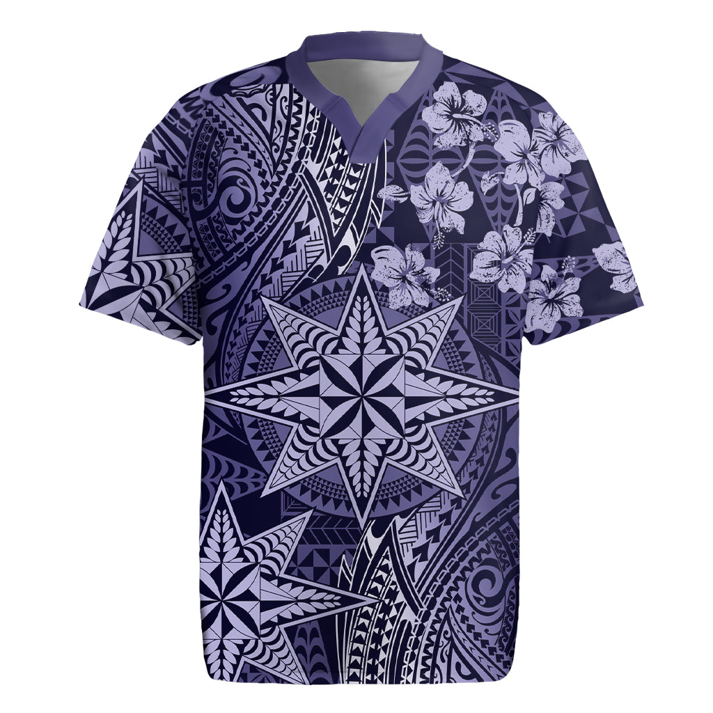 Vintage Tonga Tribal Ngatu Pattern Rugby Jersey With Pacific Floral Pink Art LT9 Pink - Polynesian Pride
