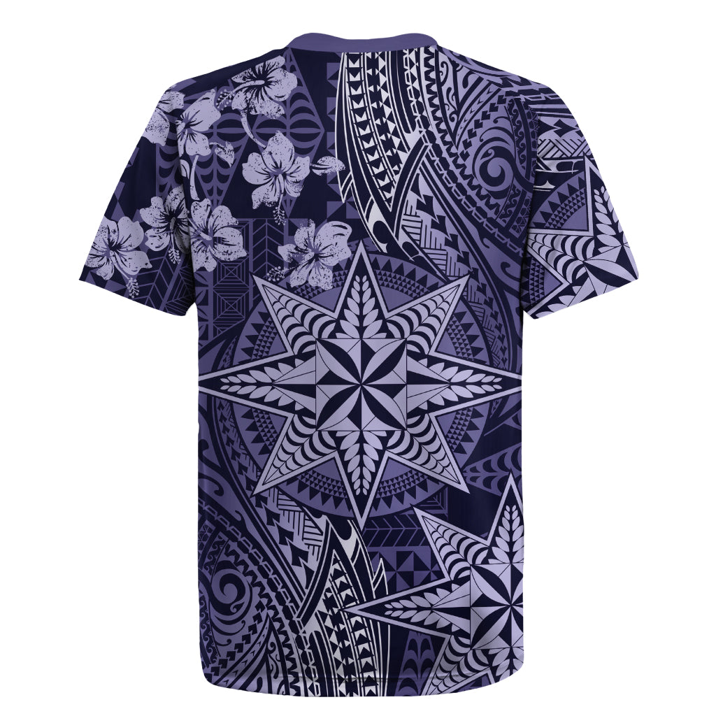 Vintage Tonga Tribal Ngatu Pattern Rugby Jersey With Pacific Floral Pink Art LT9 - Polynesian Pride