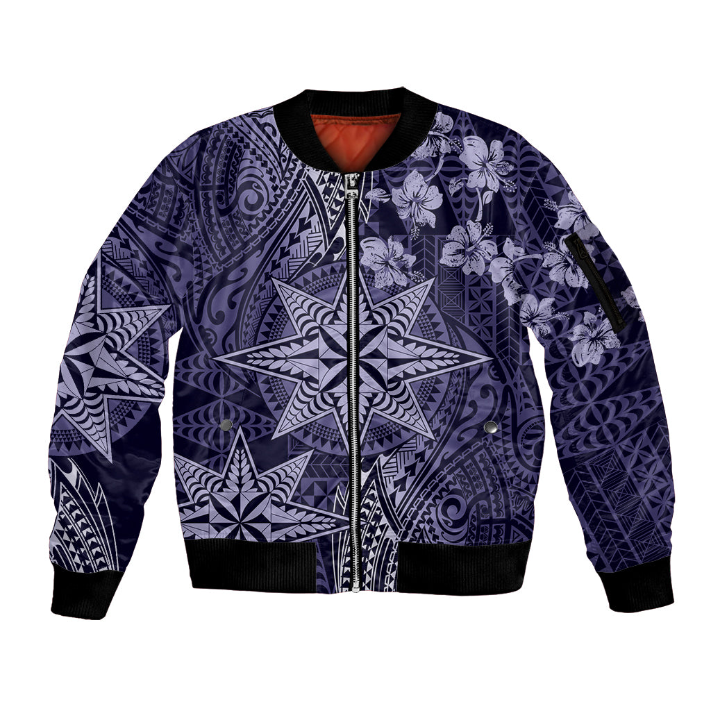 Vintage Tonga Tribal Ngatu Pattern Sleeve Zip Bomber Jacket With Pacific Floral Pink Art LT9 Unisex Pink - Polynesian Pride