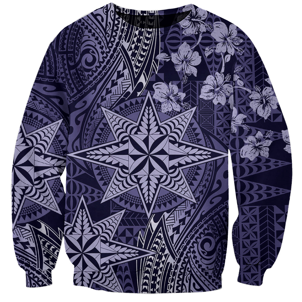 Vintage Tonga Tribal Ngatu Pattern Sweatshirt With Pacific Floral Pink Art LT9 Unisex Pink - Polynesian Pride