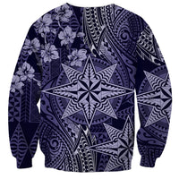 Vintage Tonga Tribal Ngatu Pattern Sweatshirt With Pacific Floral Pink Art LT9 - Polynesian Pride