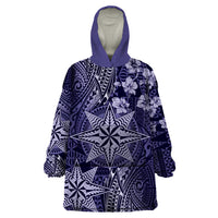 Vintage Tonga Tribal Ngatu Pattern Wearable Blanket Hoodie With Pacific Floral Pink Art LT9 One Size Pink - Polynesian Pride