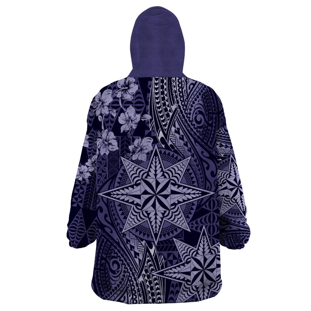 Vintage Tonga Tribal Ngatu Pattern Wearable Blanket Hoodie With Pacific Floral Pink Art LT9 - Polynesian Pride