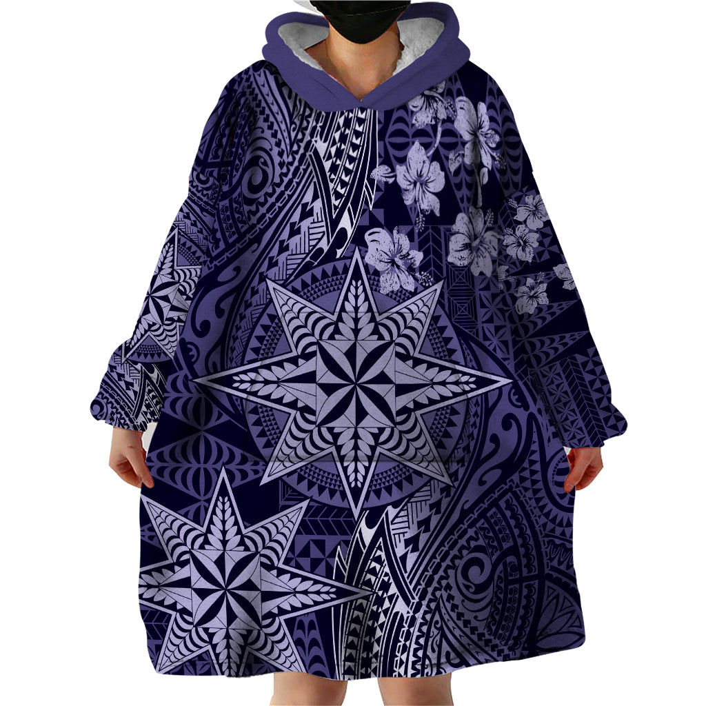 Vintage Tonga Tribal Ngatu Pattern Wearable Blanket Hoodie With Pacific Floral Pink Art LT9 - Polynesian Pride